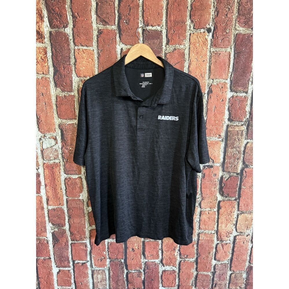 NFL Mens Gray Las Vegas Raiders Short Sleeve Polo Shirt Size 2XL NFL